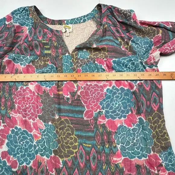 Fig And Flowers Top Womens 3X Pink Floral Long Sleeve Lightweight Boho Cottage - Picture 10 of 13